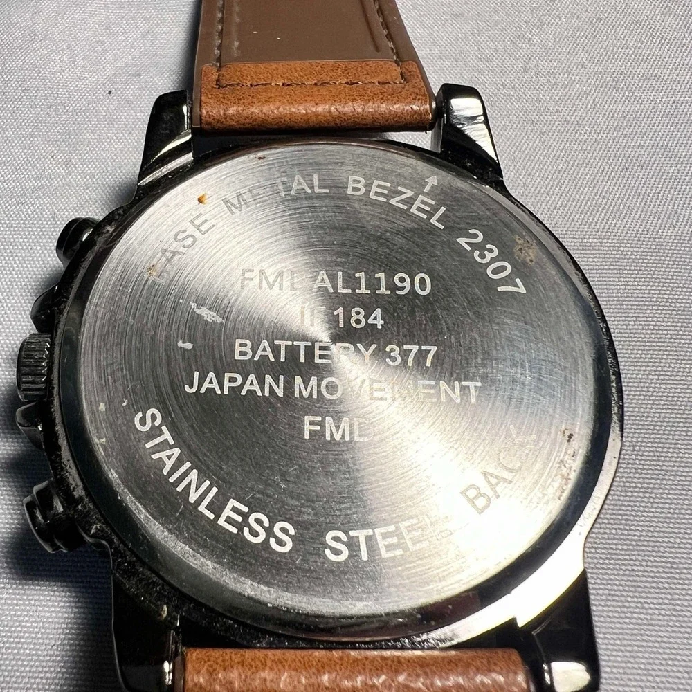 Men's Folio‎ Gunmetal Tone Round Analog Wrist Watch